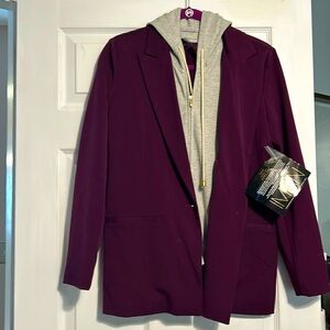 Magenta blazer with hoodie zip up